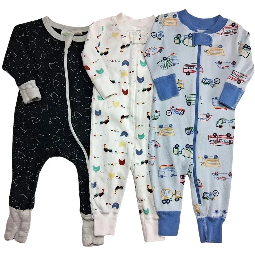 Hanna Andersson Parade Organic Cotton Open Feet Sleeper Lot 3 6 Mos Chicken Star